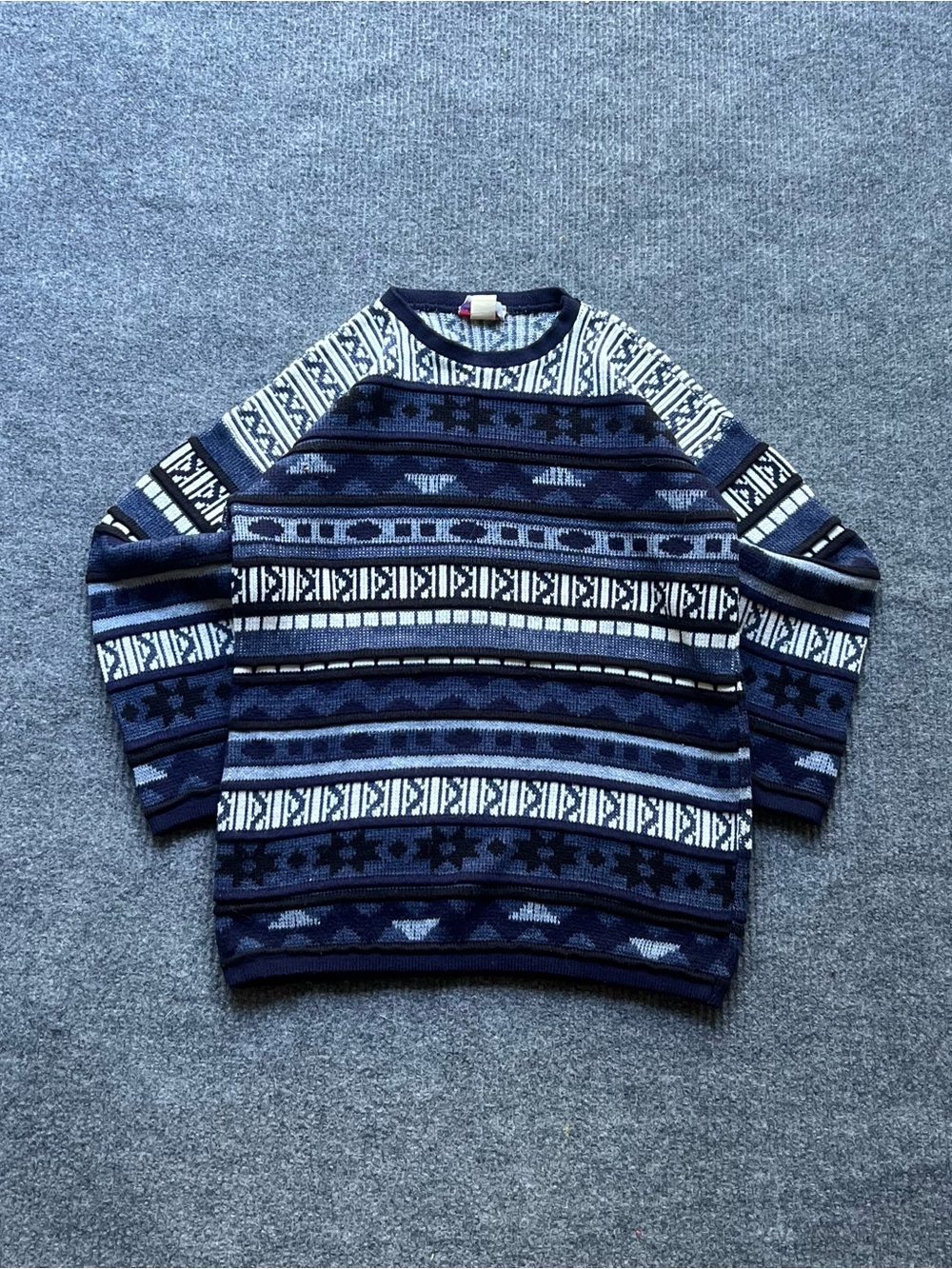 Vintage 80s 3D Knit Geometric Sweater